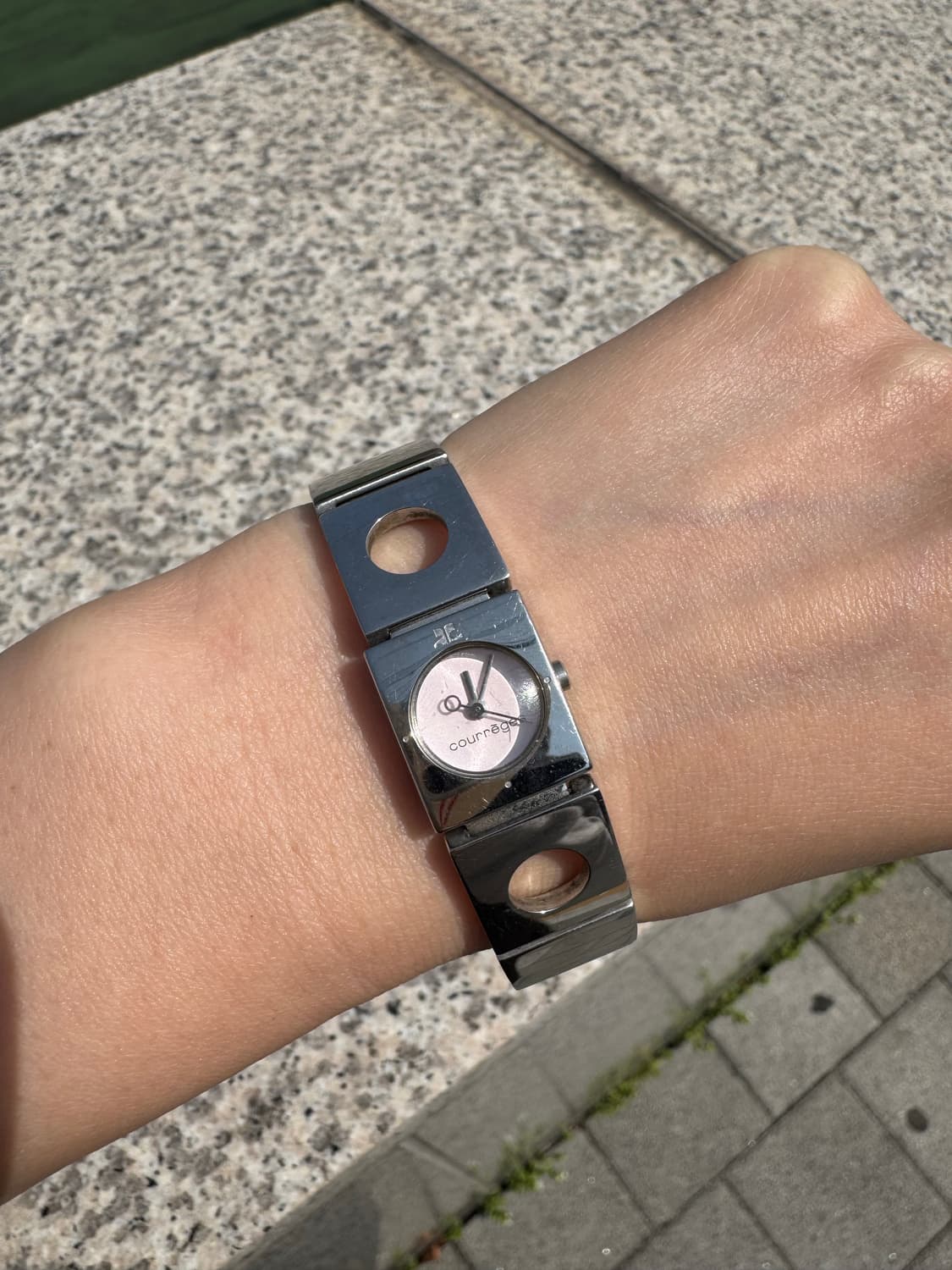 쿠레쥬 (Courrèges) 실버 스퀘어 링크 시계 상품이미지3