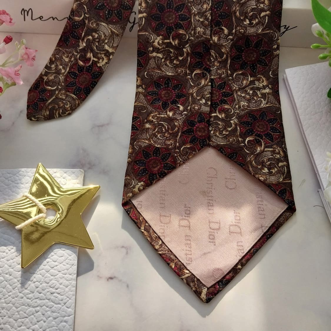 크리스찬 디올 브라운 바로크 패턴 넥타이 9.6cm A+등급 K1536
 상품이미지8