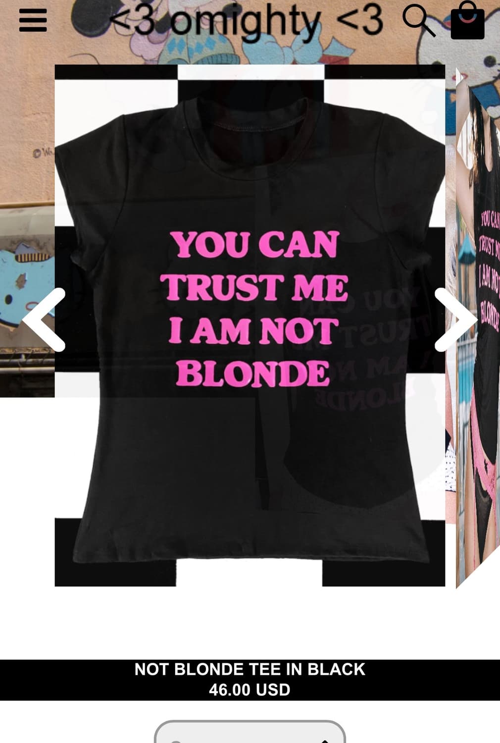 구함) omighty 오마이티 NOT BLONDE TEE IN BLACK 상품이미지1