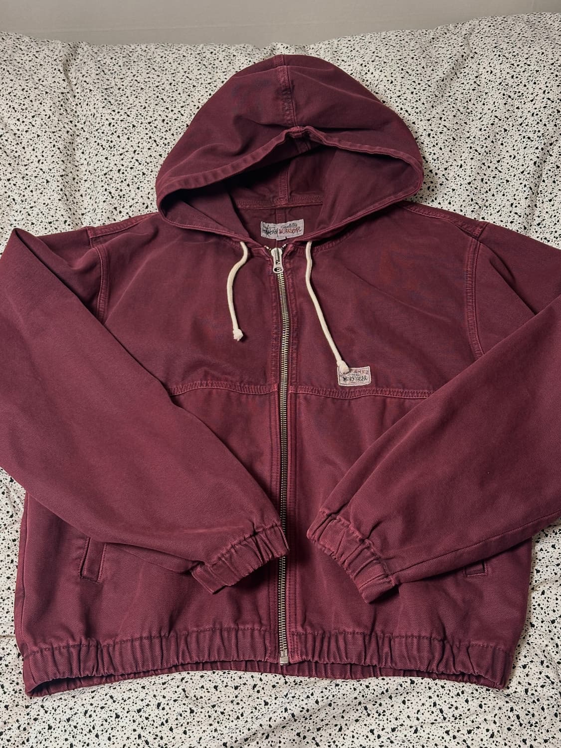 스투시 언라인드 캔버스 워크 자켓 와인 상품이미지1