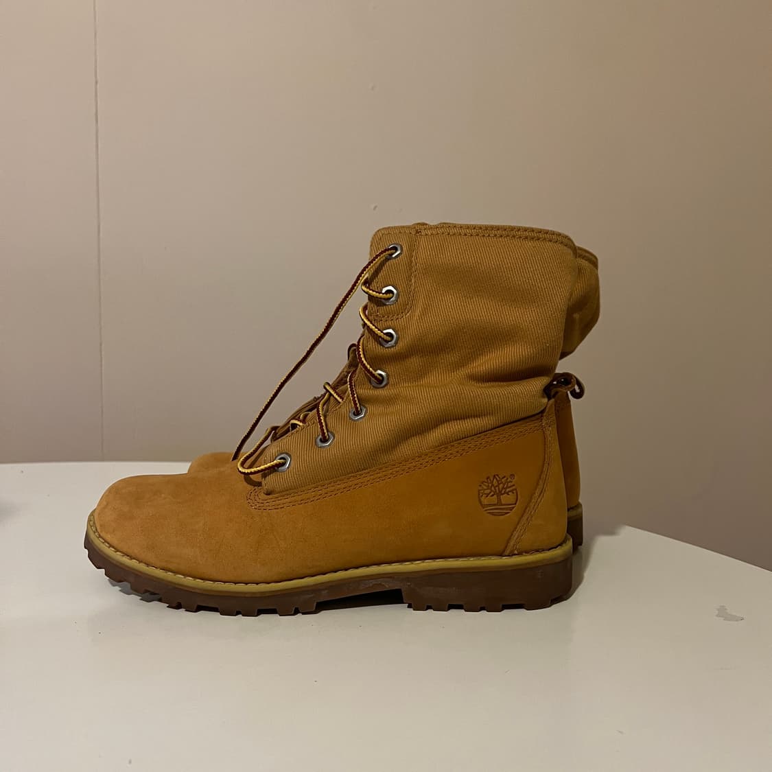 레더 텍스타일 롤 탑 부츠  상품이미지2