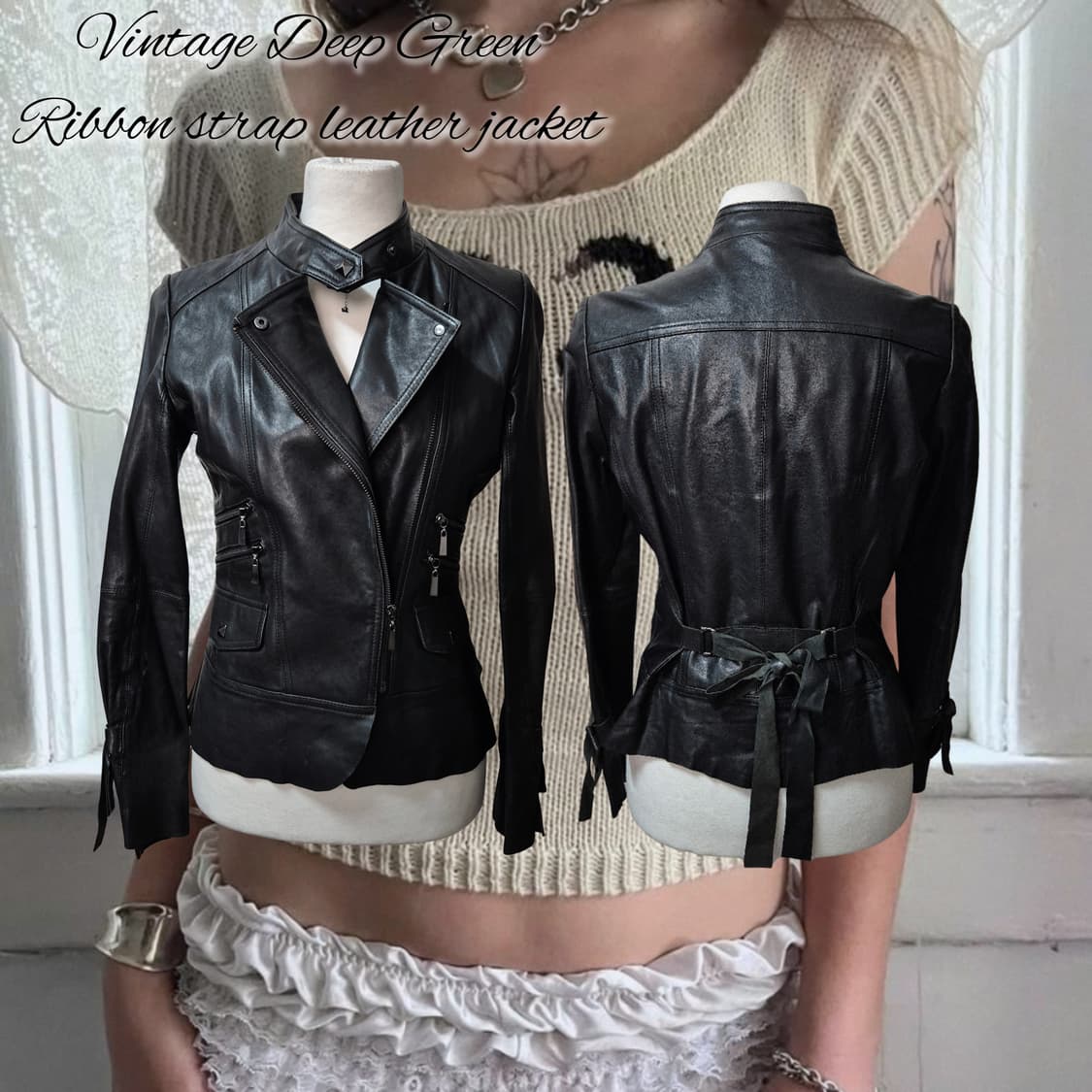 Vintage Deep Green Ribbon strap leather  상품이미지1