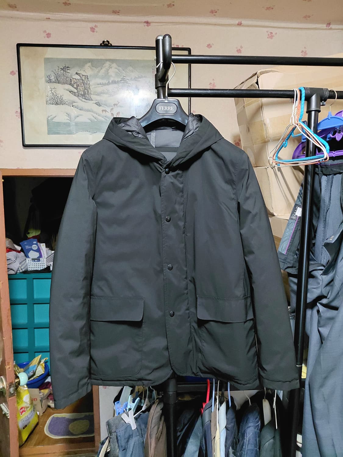 [마시모두띠]발수,방풍 초경량 덕다운 후드 패딩 100사이즈 상품이미지1