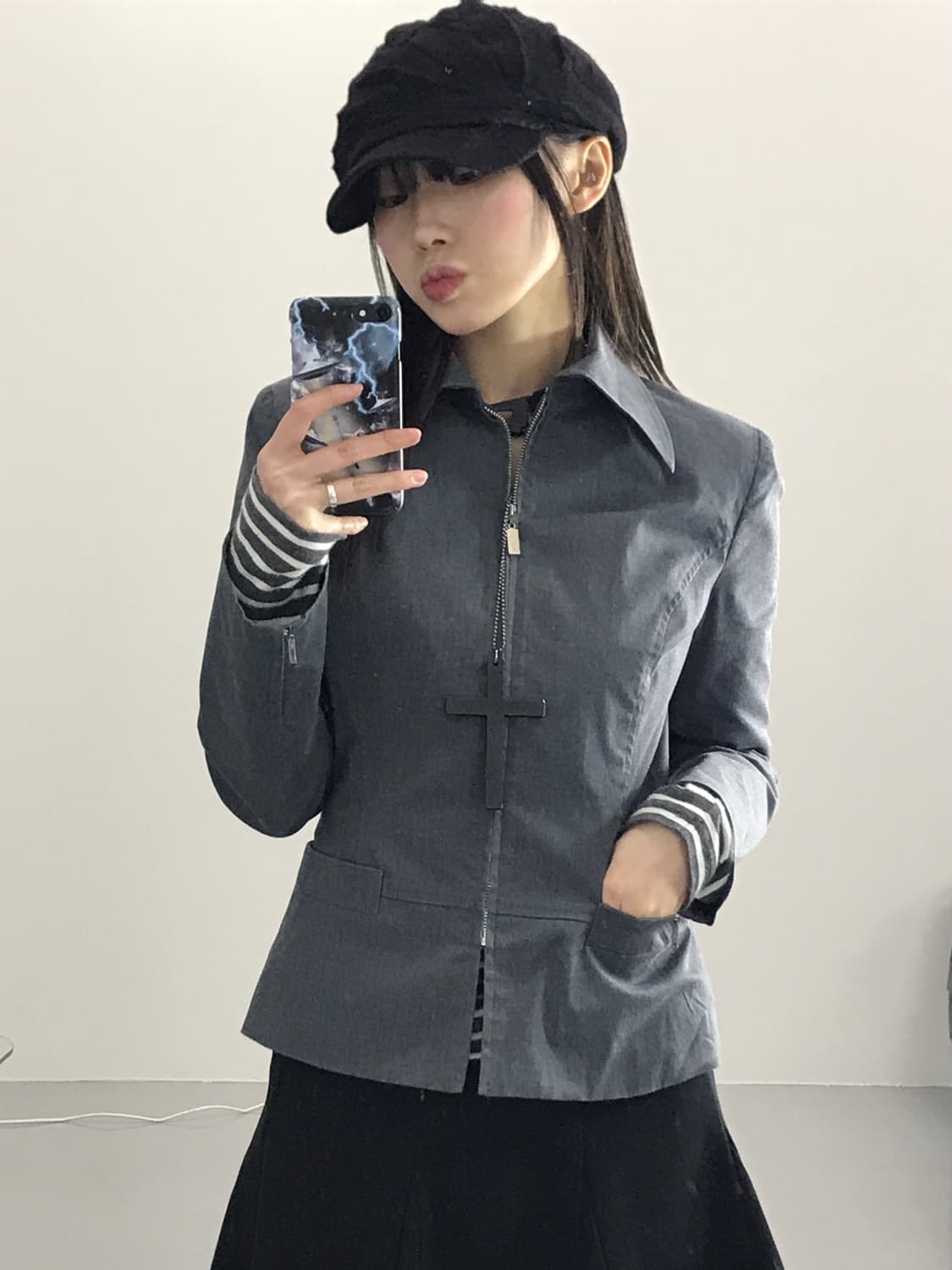 Jpn Minimal Zip-Up Femme Jacket 상품이미지3