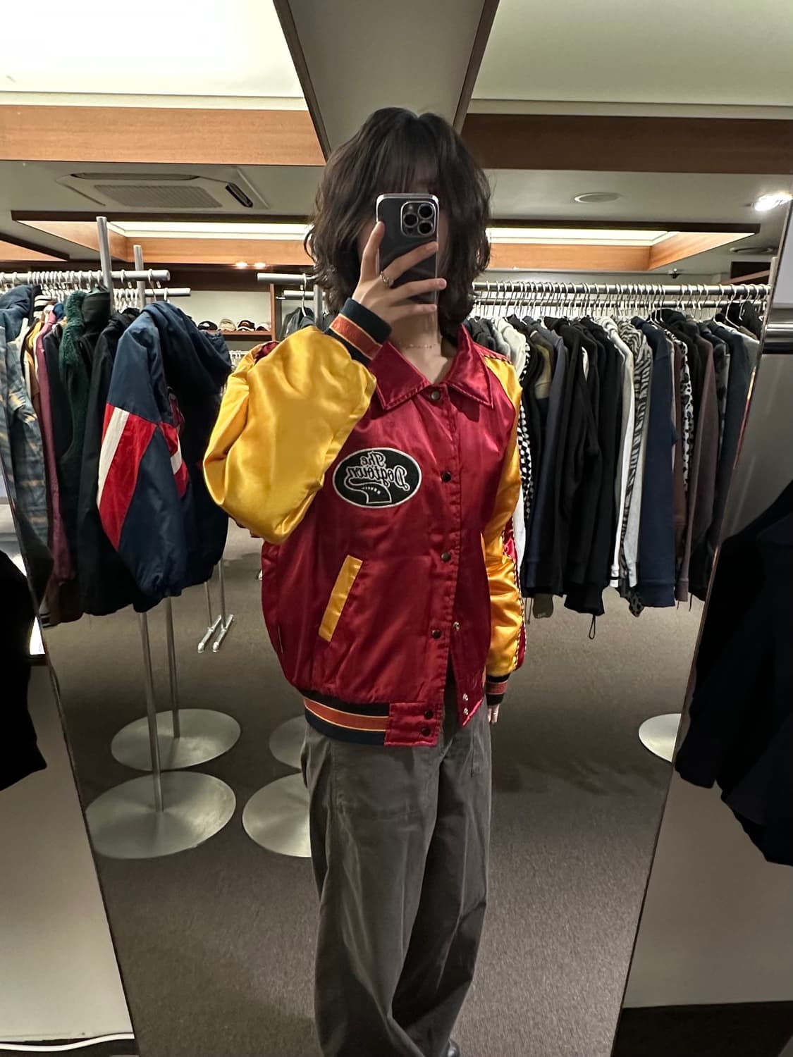 L)도그타운 빈티지 레드/옐로우 새틴 자켓 상품이미지1