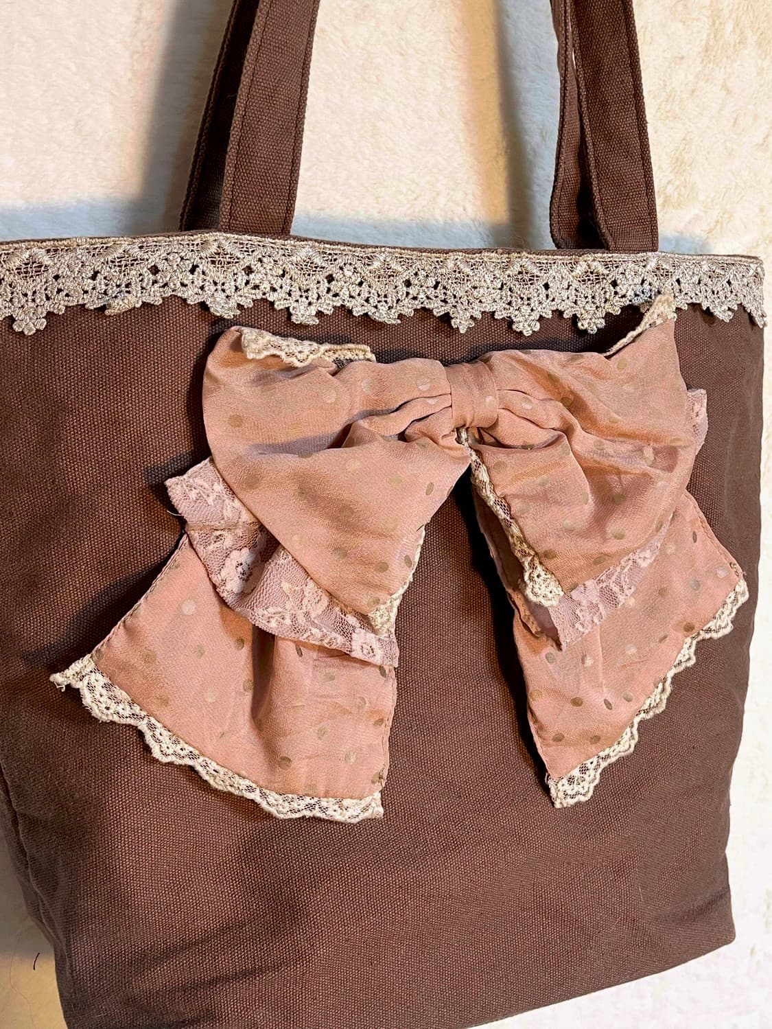 빈티지 엑시즈팜 갸루 리본 도트 가방 숄더백 토트백 상품이미지2