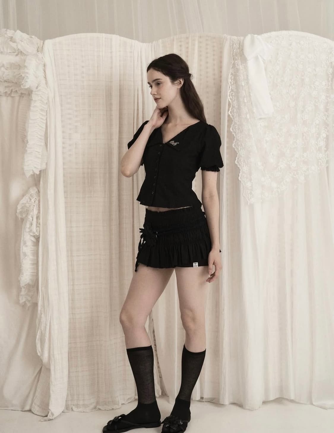 toh lea 블라우스 블랙 상품이미지2