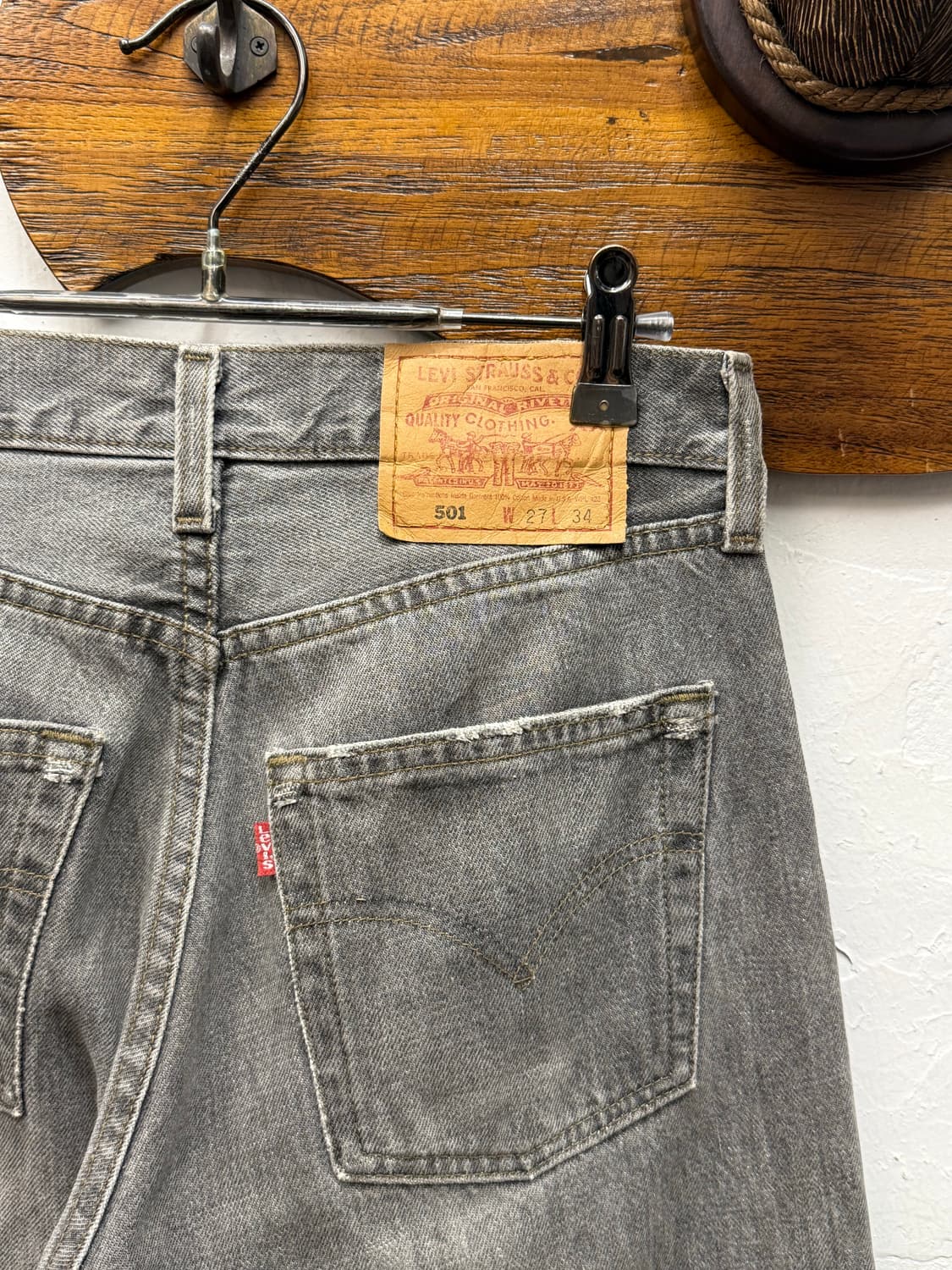 90s USA Levi's 501 Straight Gray Denim P 상품이미지3