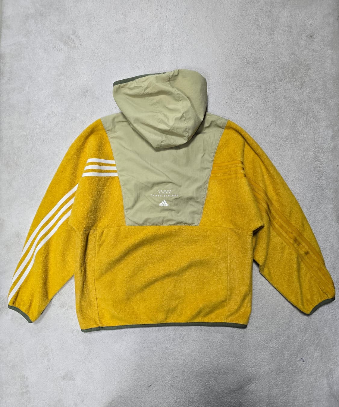 아디다스 뽀글이 버튼 바람막이 후드 자켓 옐로우 상품이미지1