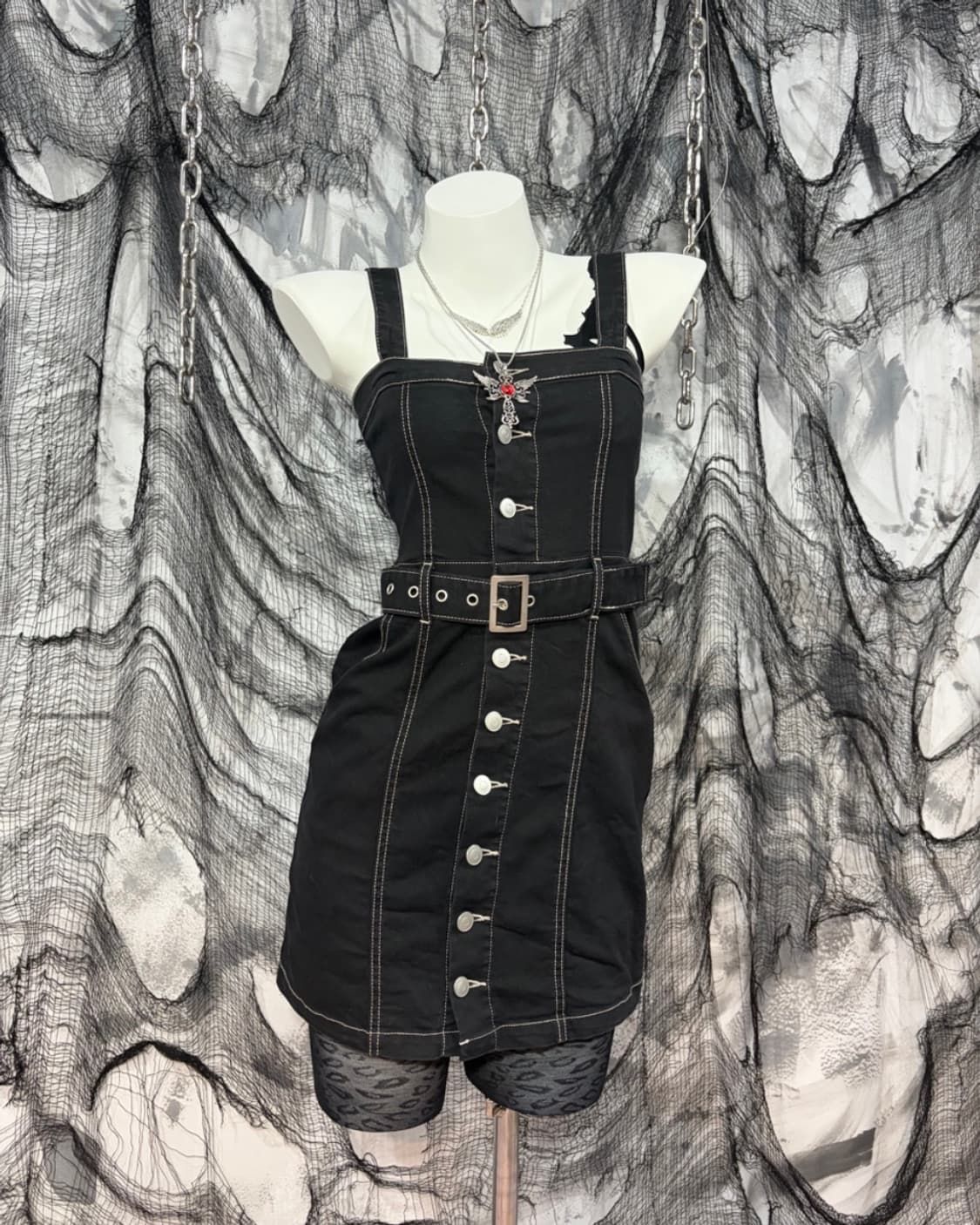 Y2K stitch belt one-piece 상품이미지1