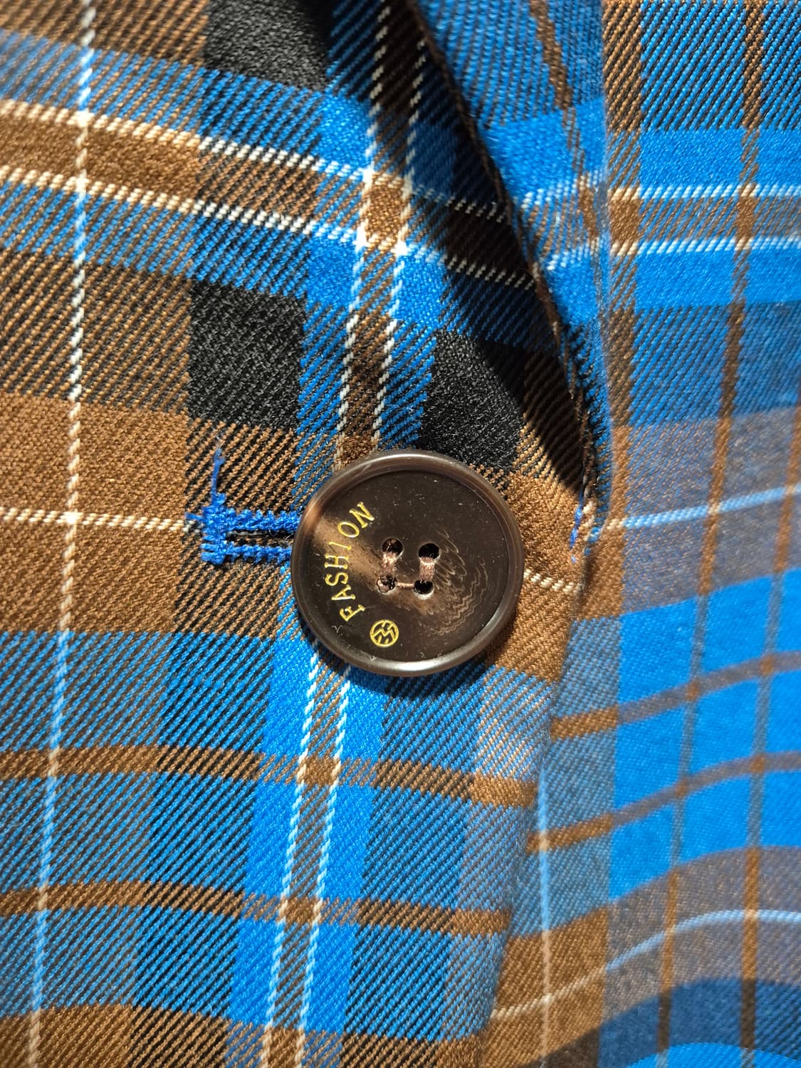 (새상품)DINT 딘트 체크 자켓 블루 브라운 상품이미지3