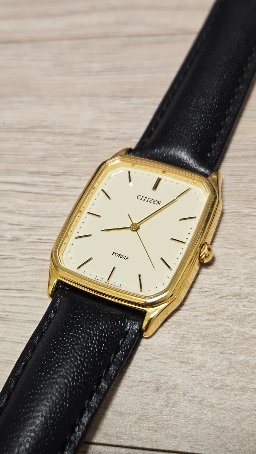 빈티지 시티즌 Forma 사각 금장 가죽 시계 상품이미지3