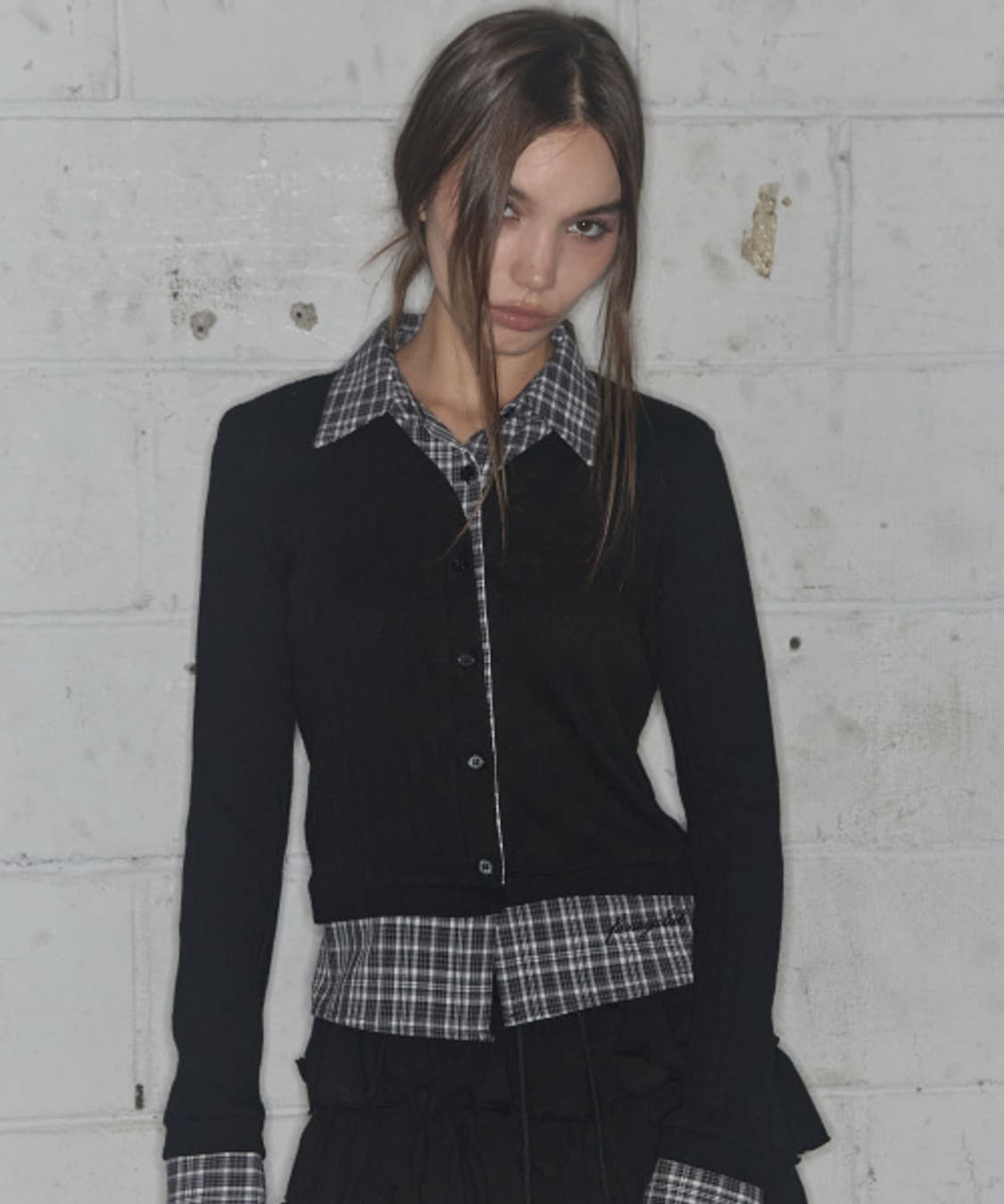 팬시클럽 체크 셔츠 레이어드 가디건 상품이미지1