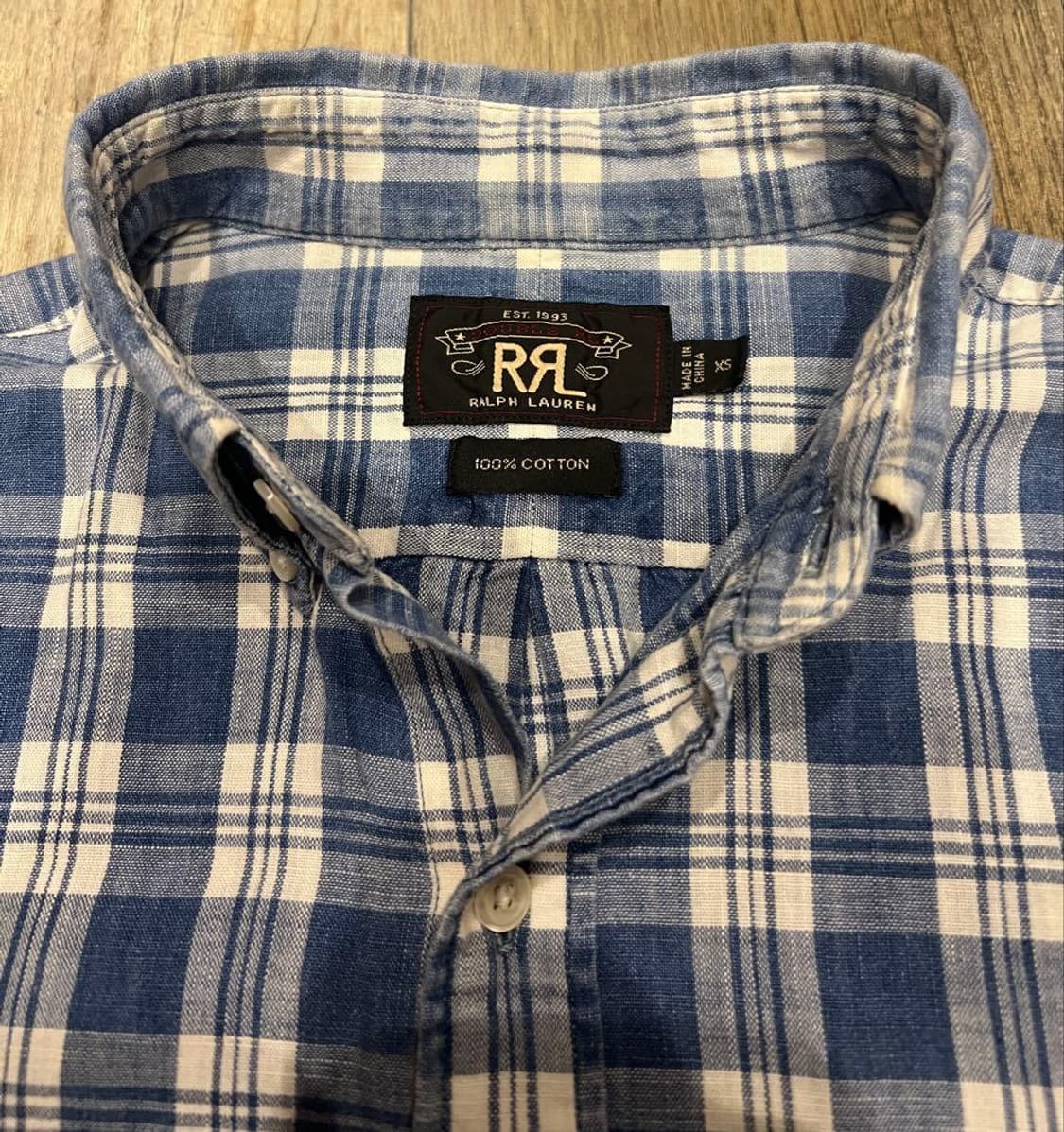 RRL 더블알엘 인디고 플래드 체크 반팔 워크 셔츠 상품이미지3