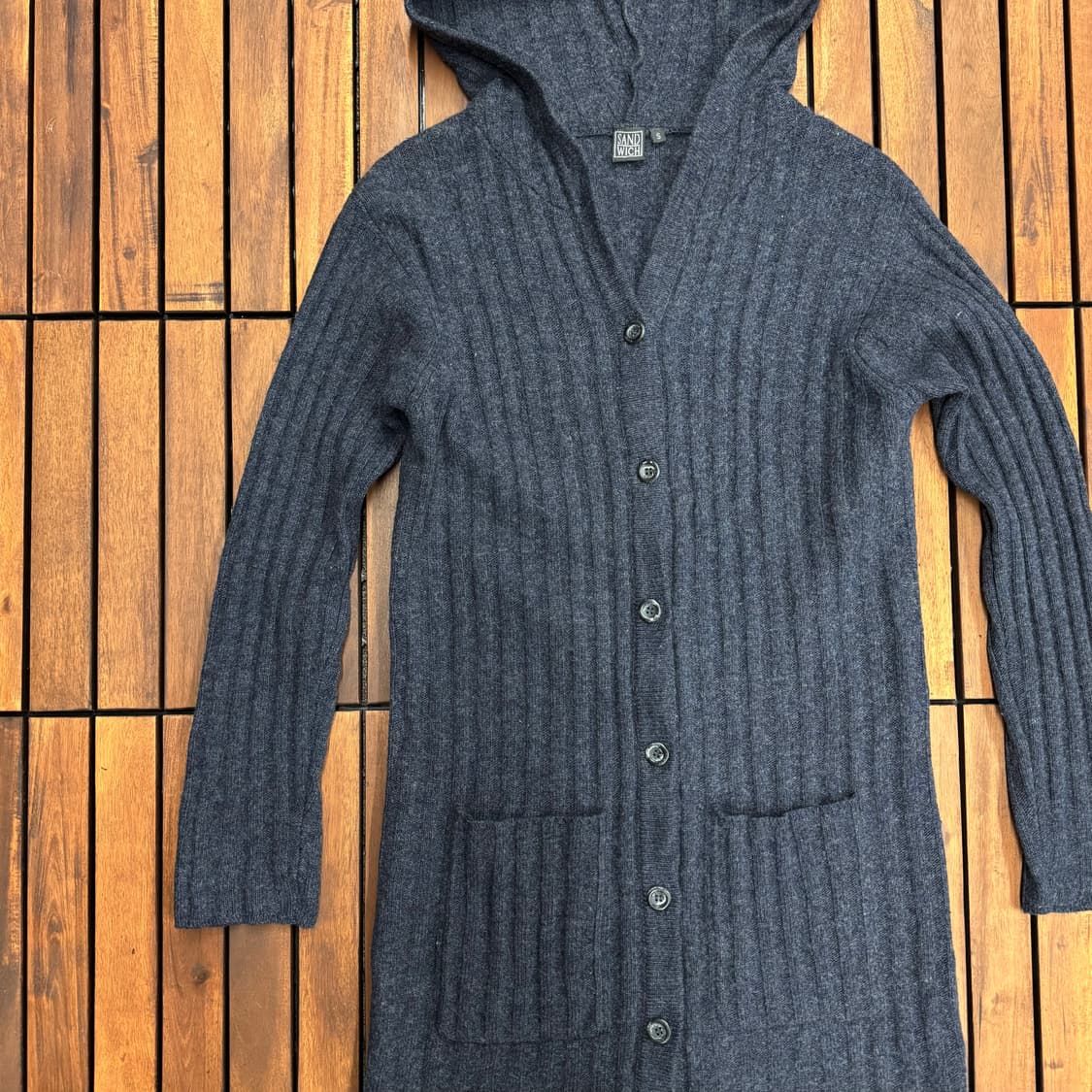 샌드위치 우먼스 Y2K 리브 니트 후드 가디건 made in HOLLAN 상품이미지2