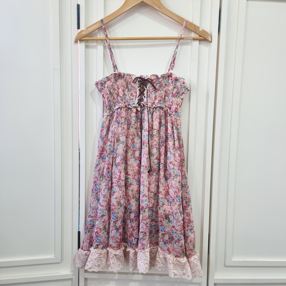 플라워 셔링 레이스 뷔스티에 원피스 상품이미지1