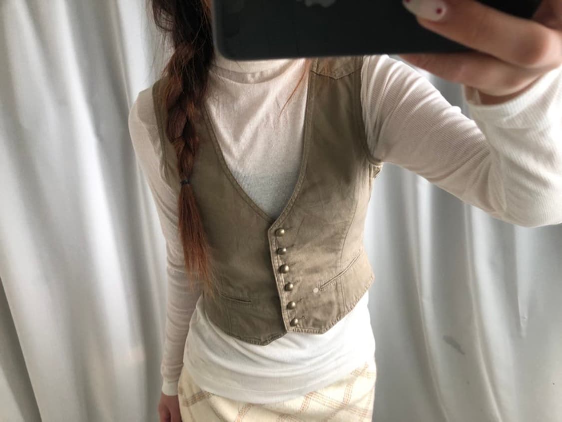 823. beige vintage vest  상품이미지1