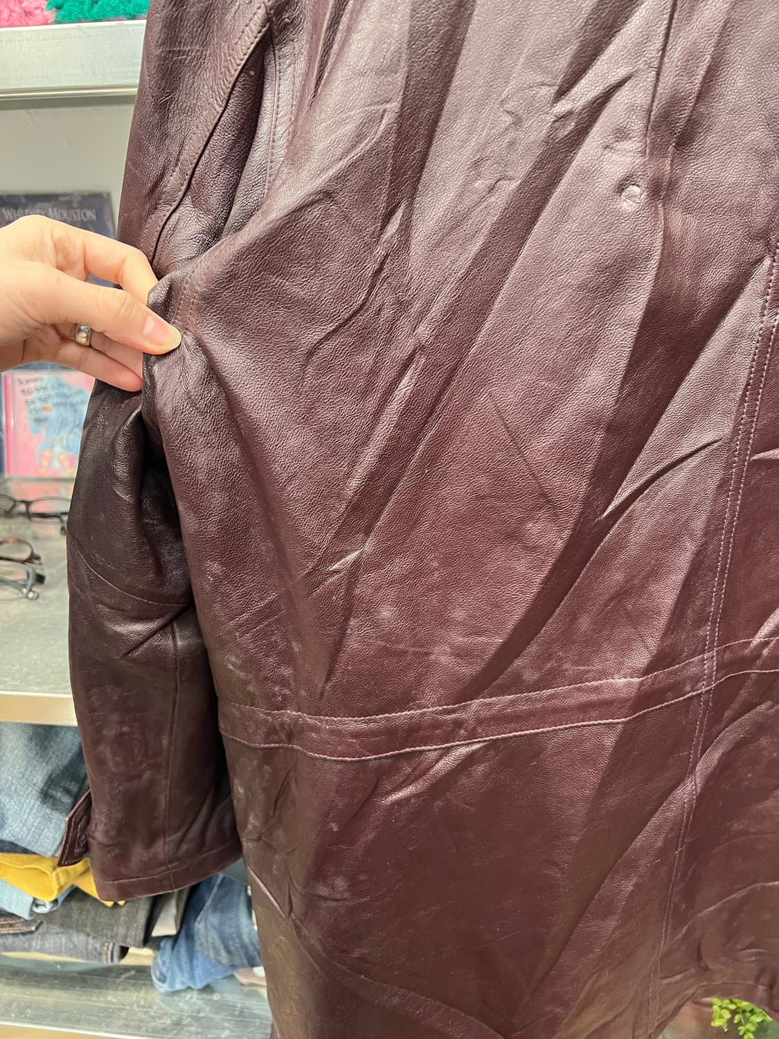 Vintage Brown Leather Half Coat 상품이미지8