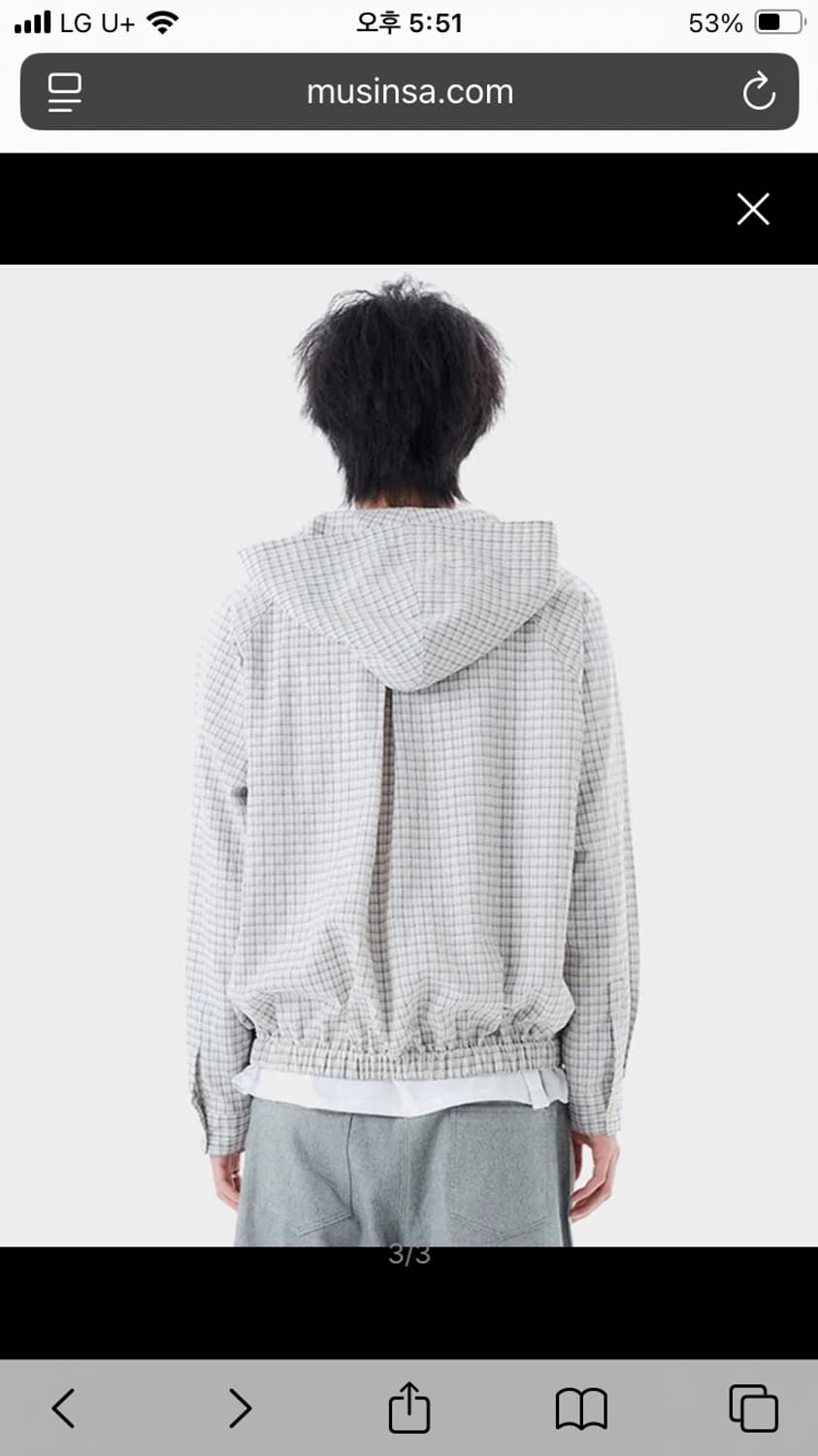 실리카겔 김한주님 착용) 체크 후드 셔츠 / 에크루 상품이미지7