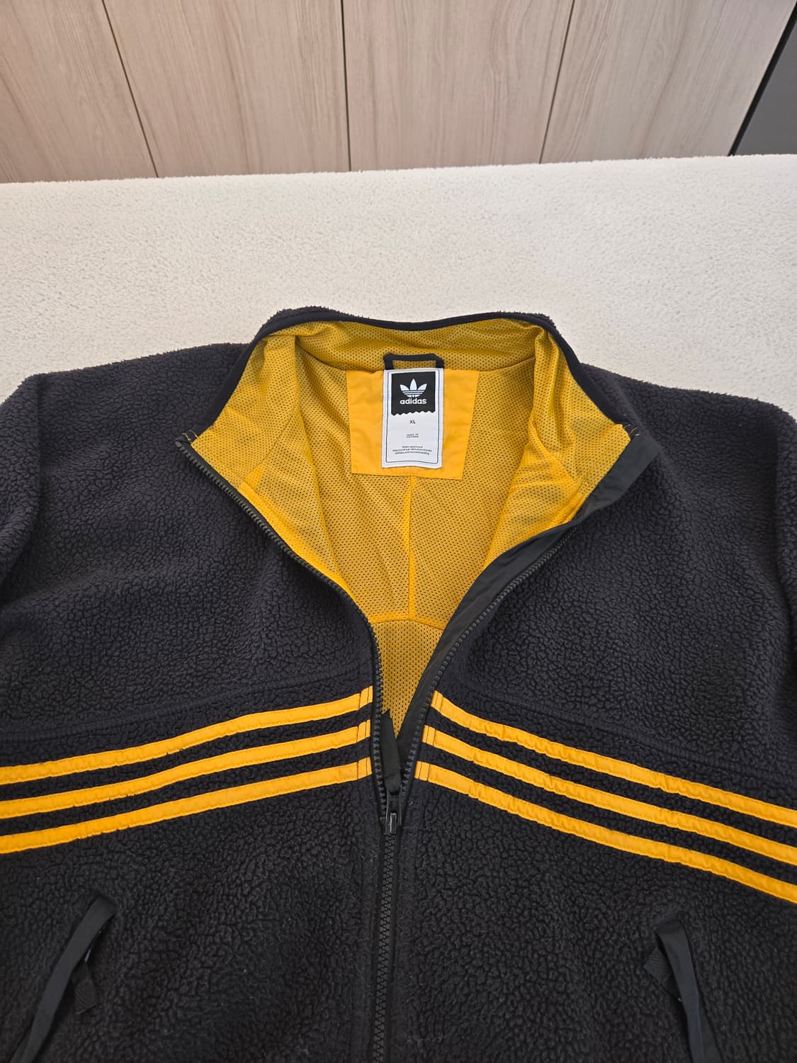 아디다스 삼선 플리스 자켓 블랙/옐로우 XL 상품이미지5