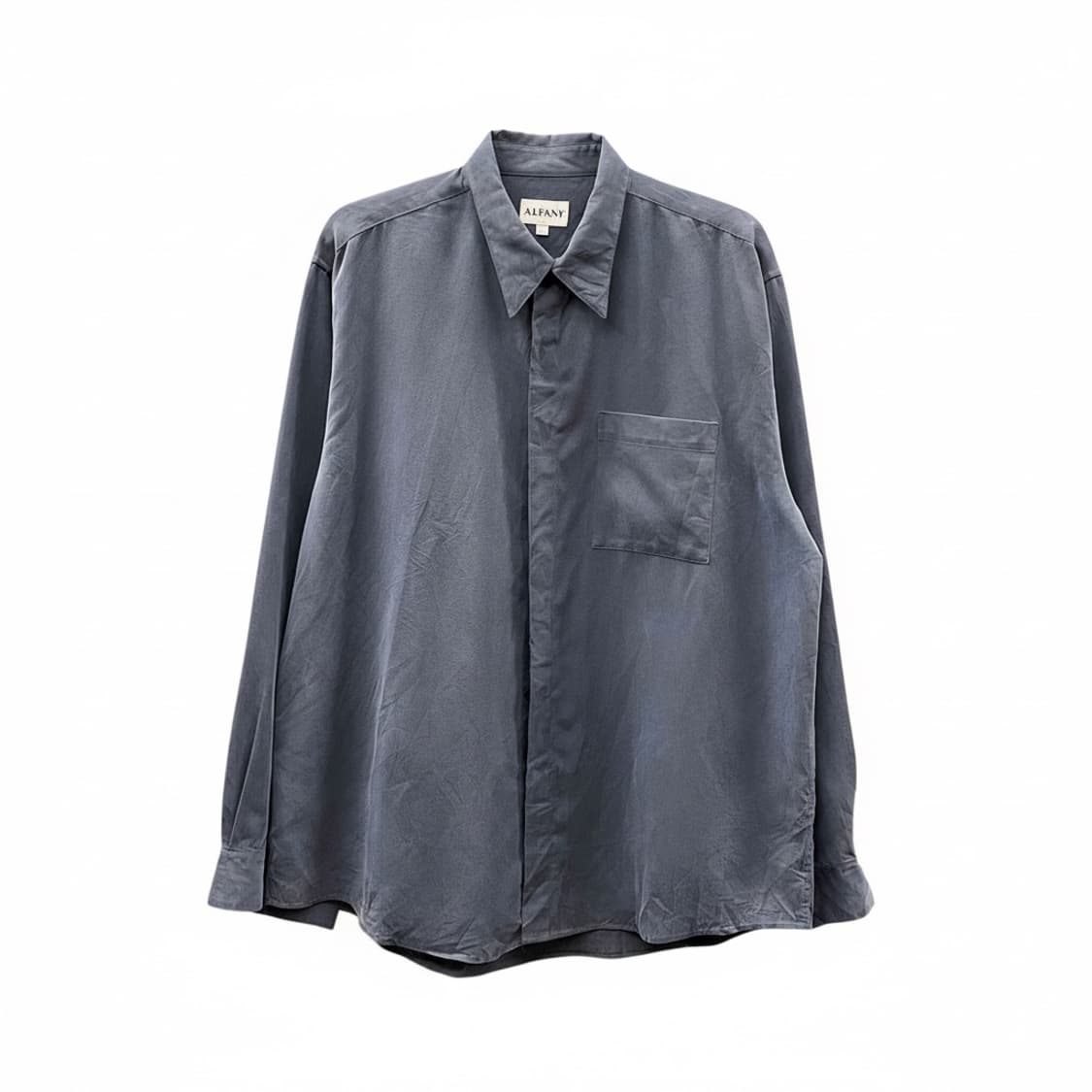 KR VINTAGE 스웨이드 셔츠 원포켓 히든버튼 디테일 블루 상품이미지1