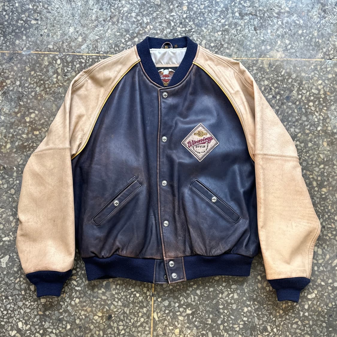 90s 할리데이비슨 레더 바시티 자켓 XL 상품이미지1