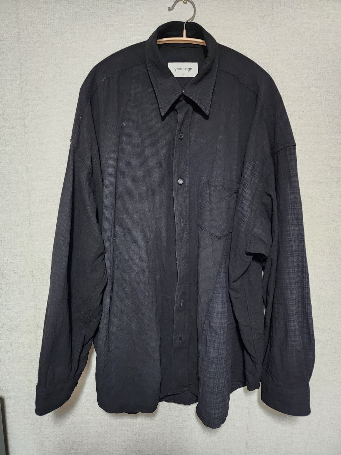 [3,L] 이얼즈어고 디비전 크럼플 루즈드 셔츠 블랙 상품이미지3