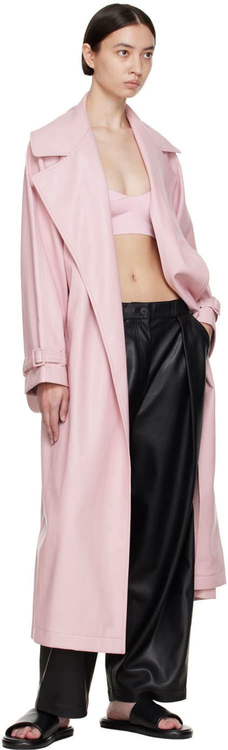 Olenich 베이비 핑크 인조 가죽 레더 롱 트렌치 코트 아크네 상품이미지4