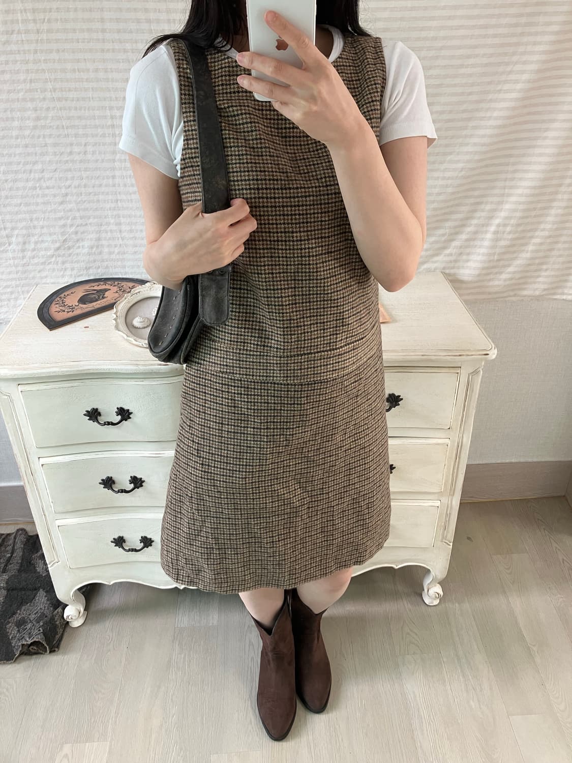 jpn vintage 아가일 패턴 민소매 원피스 y2k 스트릿 갸루 펑키 상품이미지2