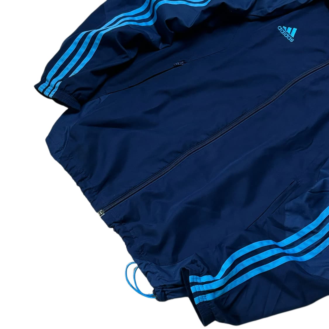 100 아디다스 오버핏 네이비 하늘색 바람막이 자켓 상품이미지3