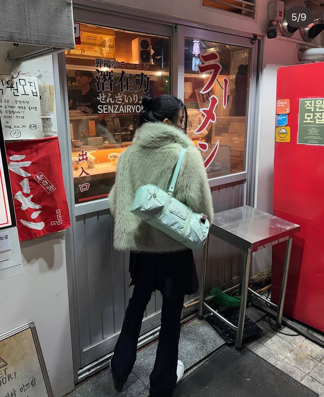 우화 민트색 토트백 가방 상품이미지3