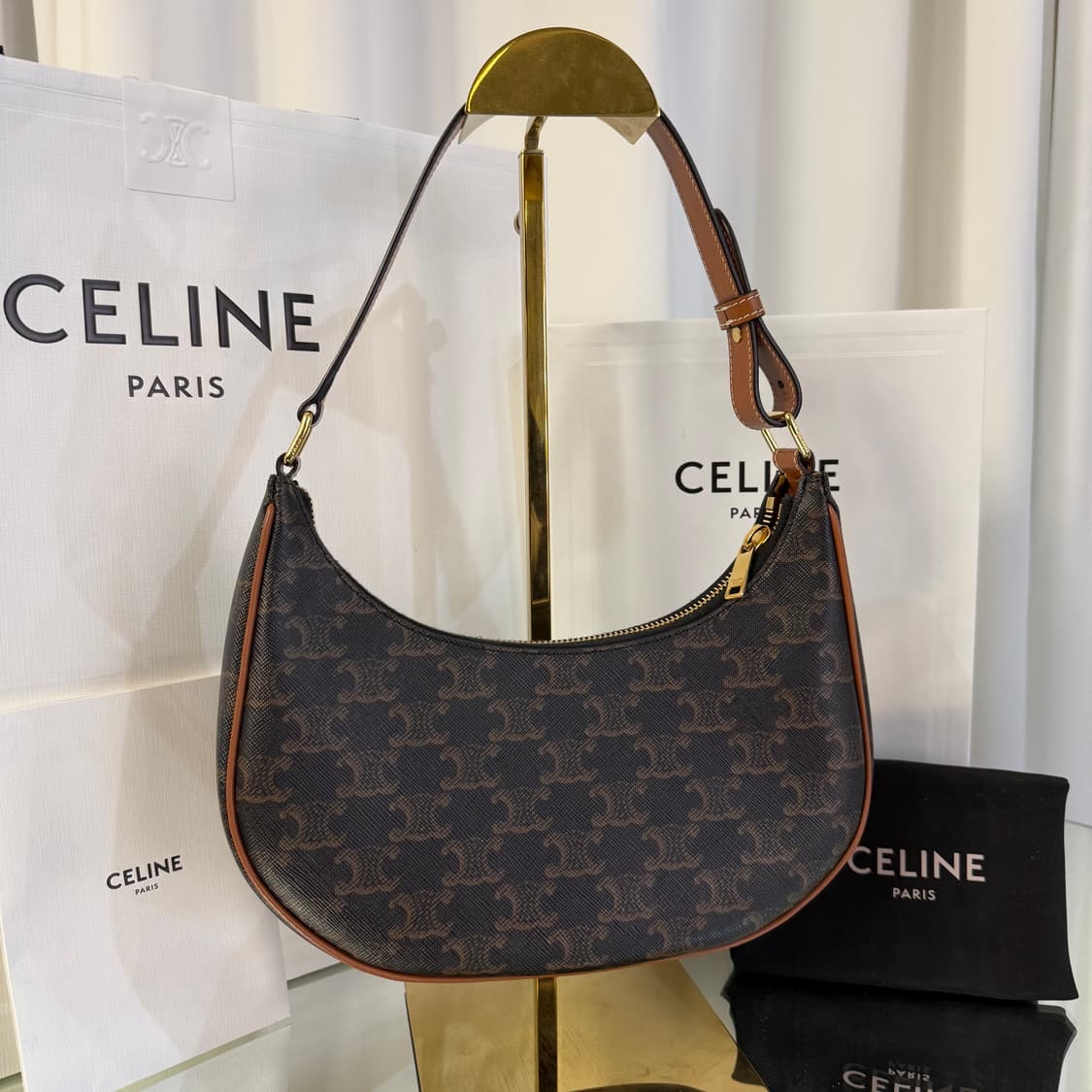 셀린느 트리오페 아바백 캔버스 카프스킨 탄 상품이미지2