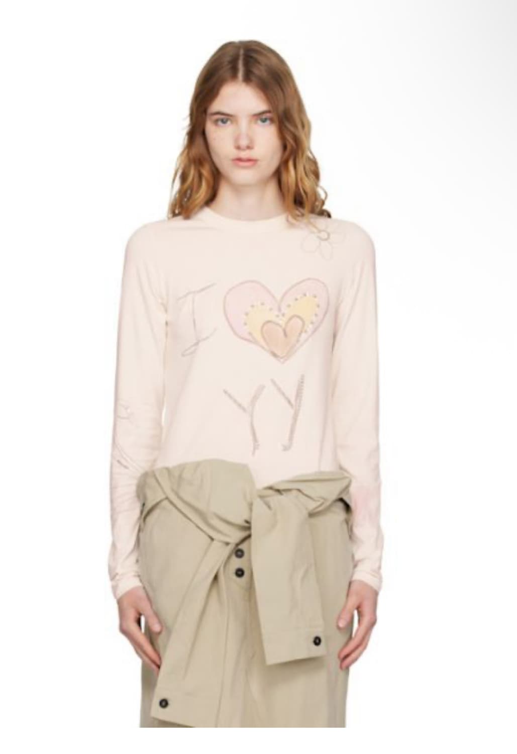 오픈와이와이 비즈 티셔츠 핑크 상품이미지1