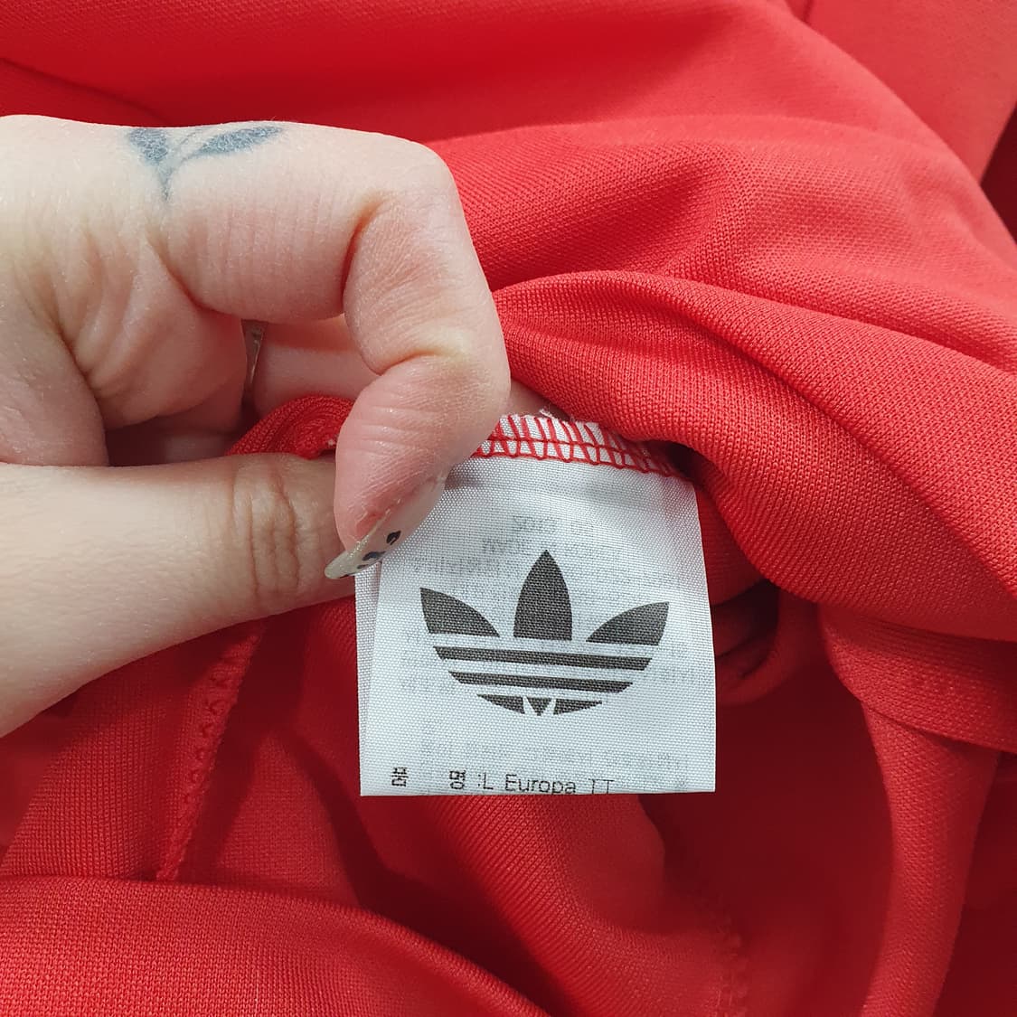 95 아디다스 여성 레드 데일리 파이어로고 져지 집업 트랙탑 상품이미지5