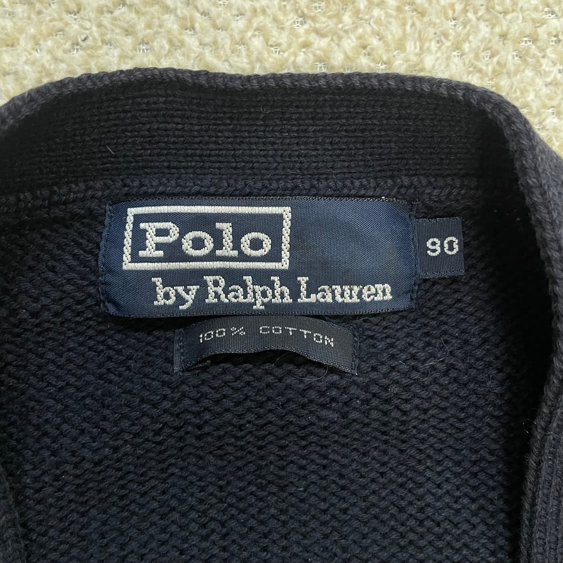 폴로 랄프로렌 포니 로고 브이넥 니트 가디건 네이비 상품이미지3