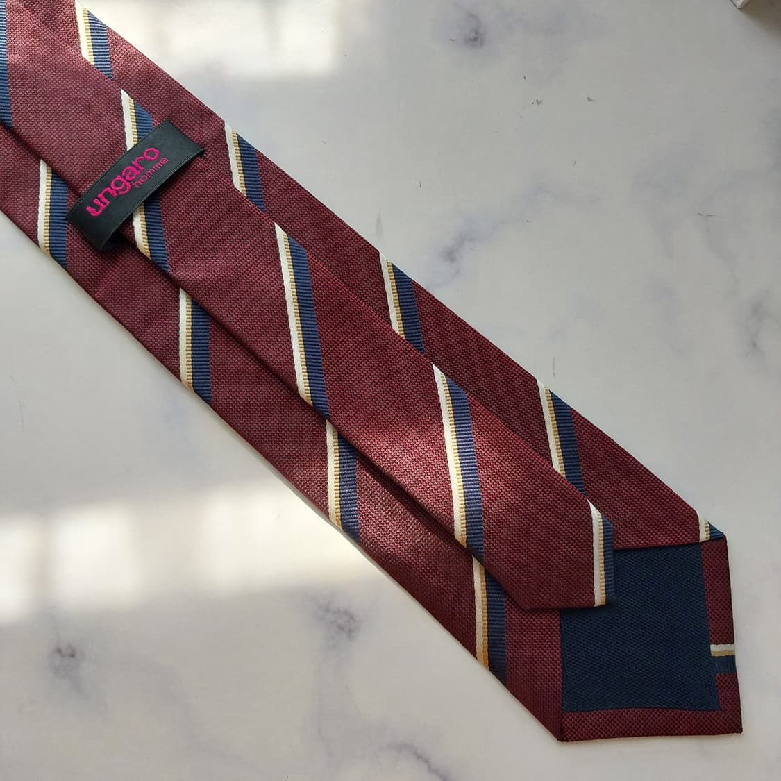 웅가로 실크 와인 스트라이프 넥타이 8cm A+등급 K2365 상품이미지8