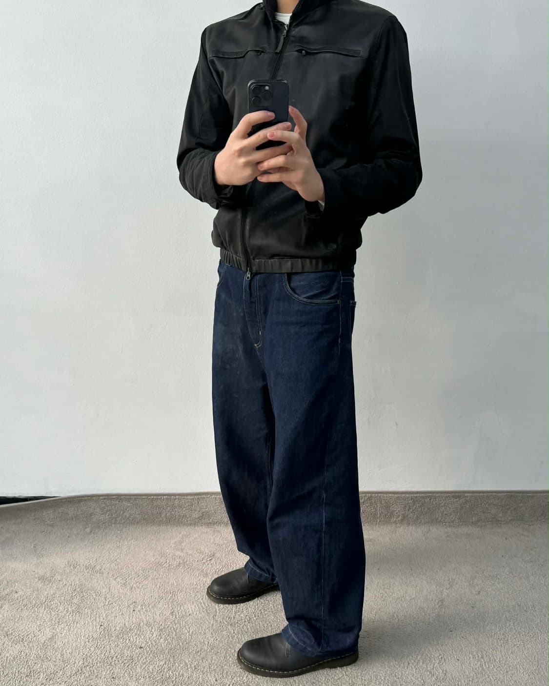 [L] DKNY 디케이앤와이 양가죽 나일론 하이브리드 집업 자켓 상품이미지1