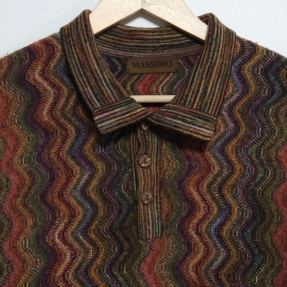 100 MASSIMO 마시모 지그재그 울 니트 카라니트 멀 상품이미지2