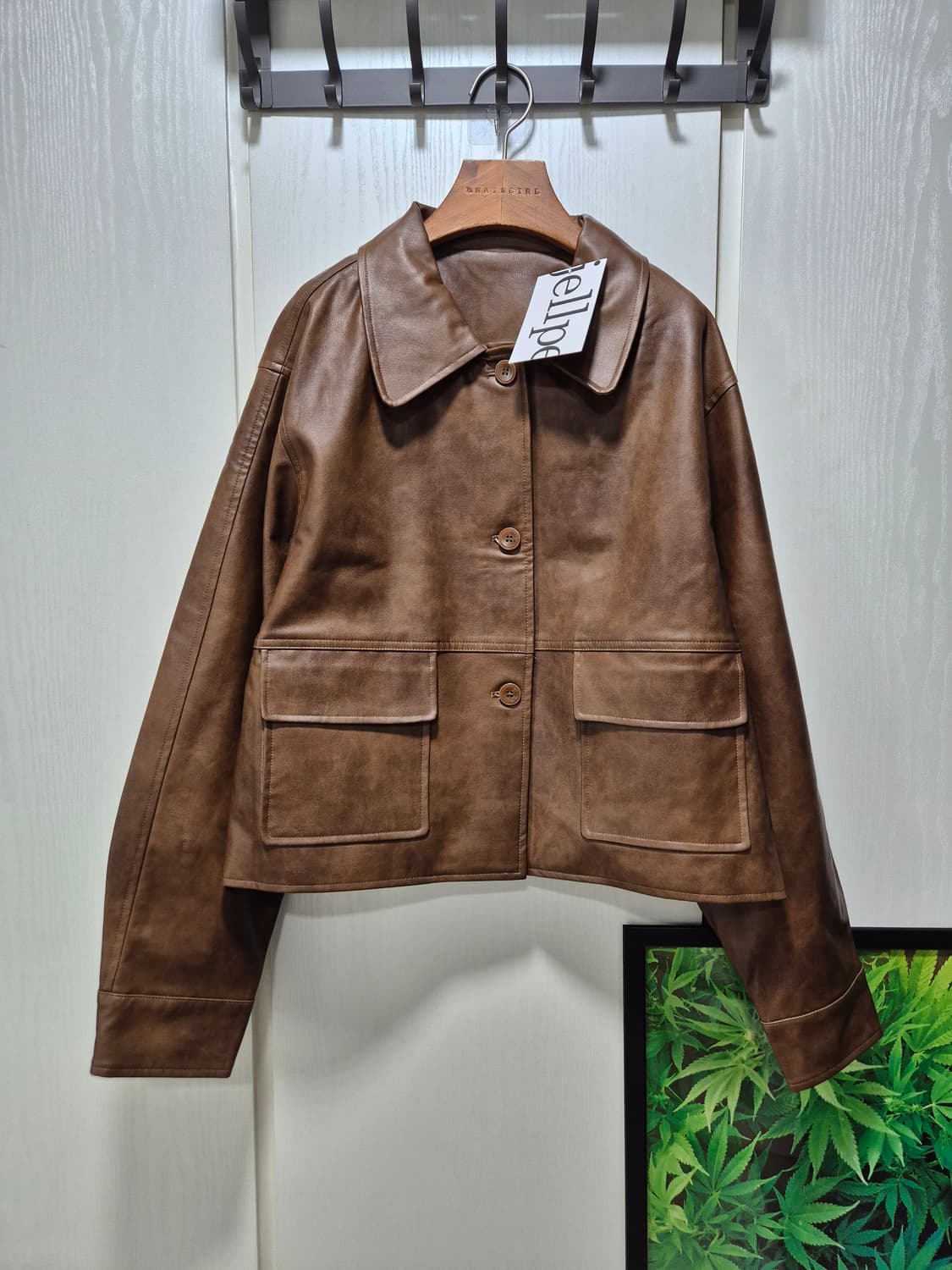 (타임세일)(새상품)Jellpe 브라운 레더 자켓 상품이미지1