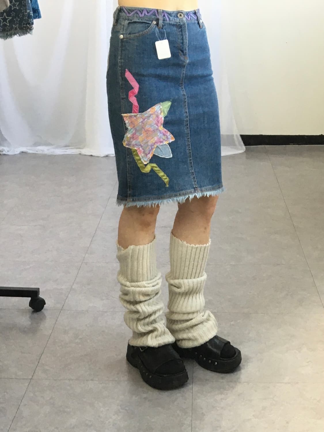 Patch point denim skirt 상품이미지7