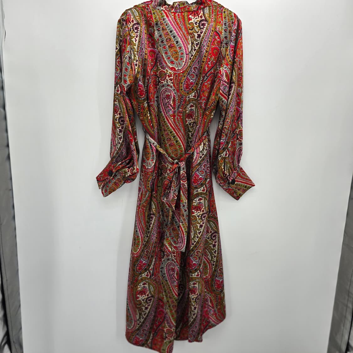 ZARA Paisley Satin Dress with Belt Pink 상품이미지7