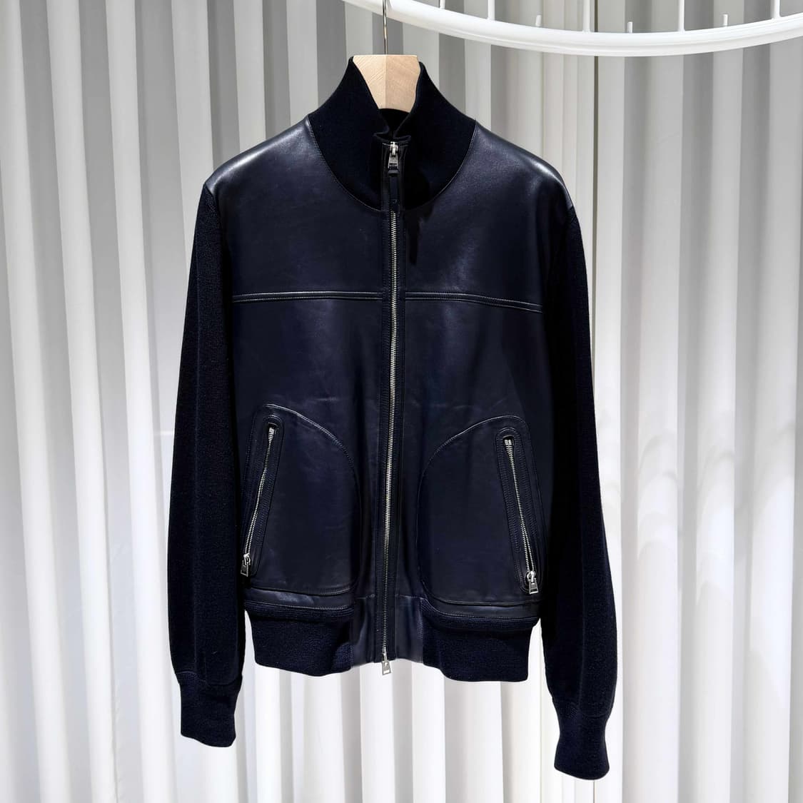 52 / 톰포드 레더 프론트 니트 자켓 상품이미지1