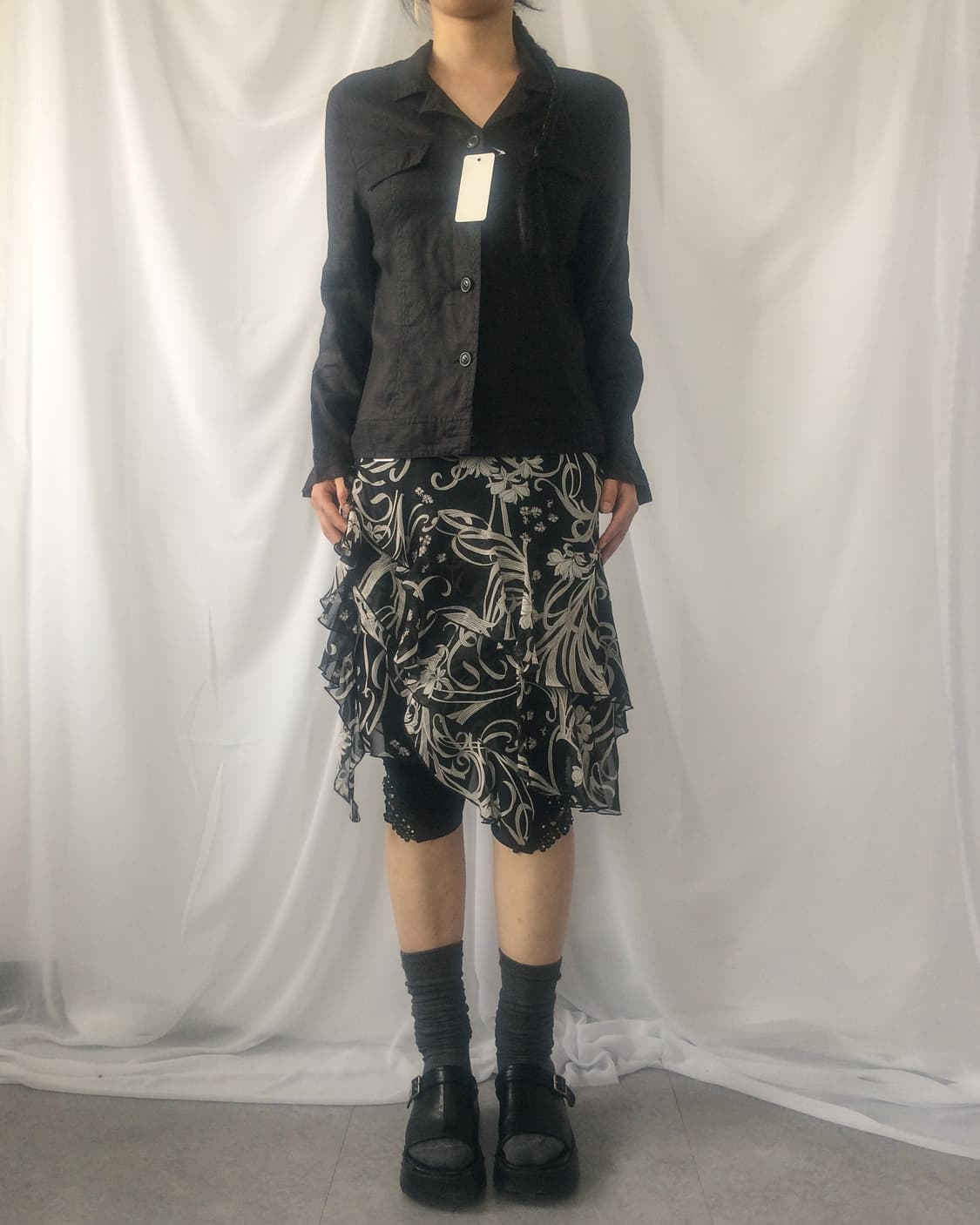 Drop frill point pattern midi skirt 상품이미지4