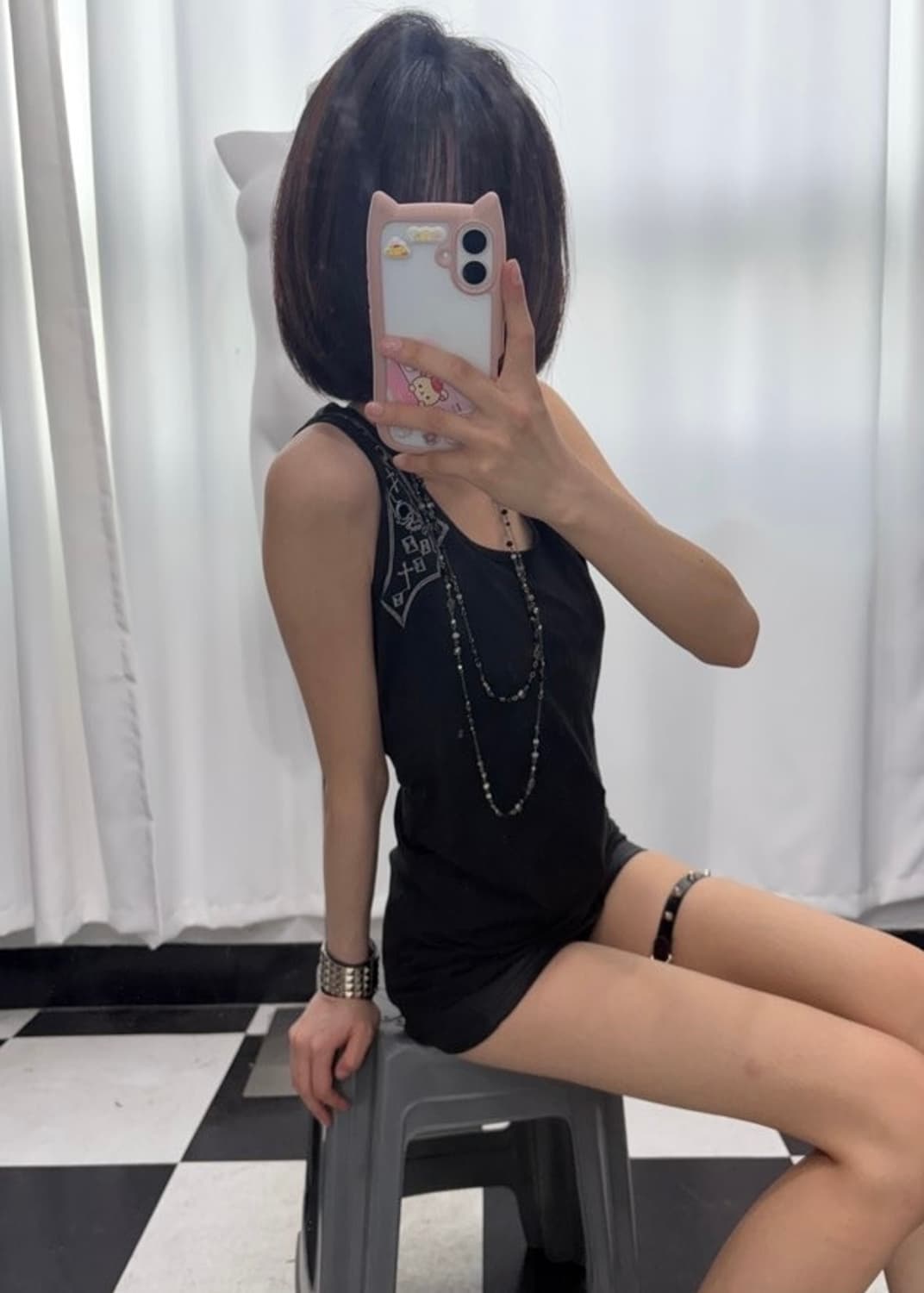 🎸스컬 디테일 블랙 슬리브리스🎸 상품이미지4