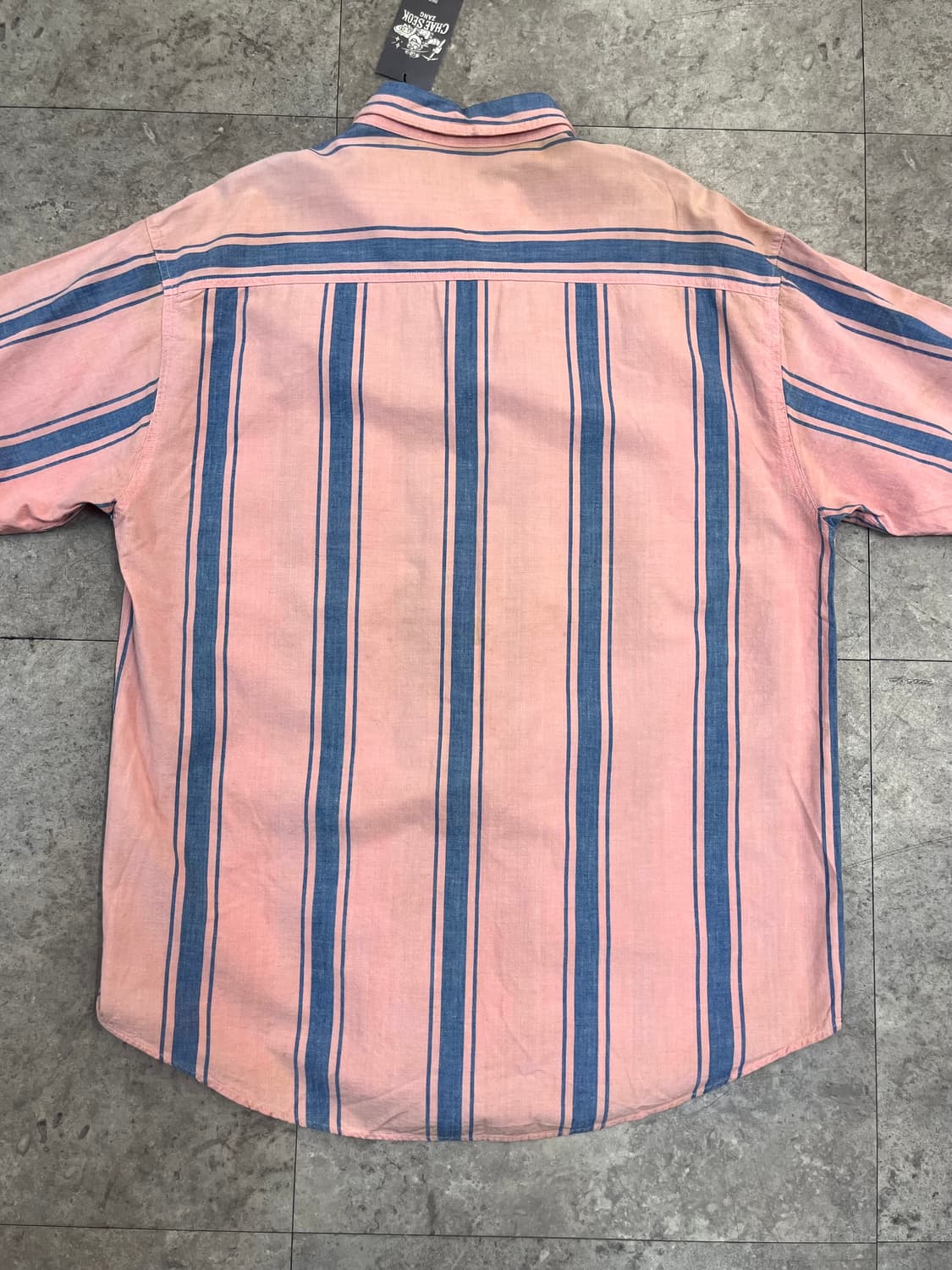 빈티지 스트라이프 포켓 반팔 셔츠 핑크 XL #csz4082 상품이미지8