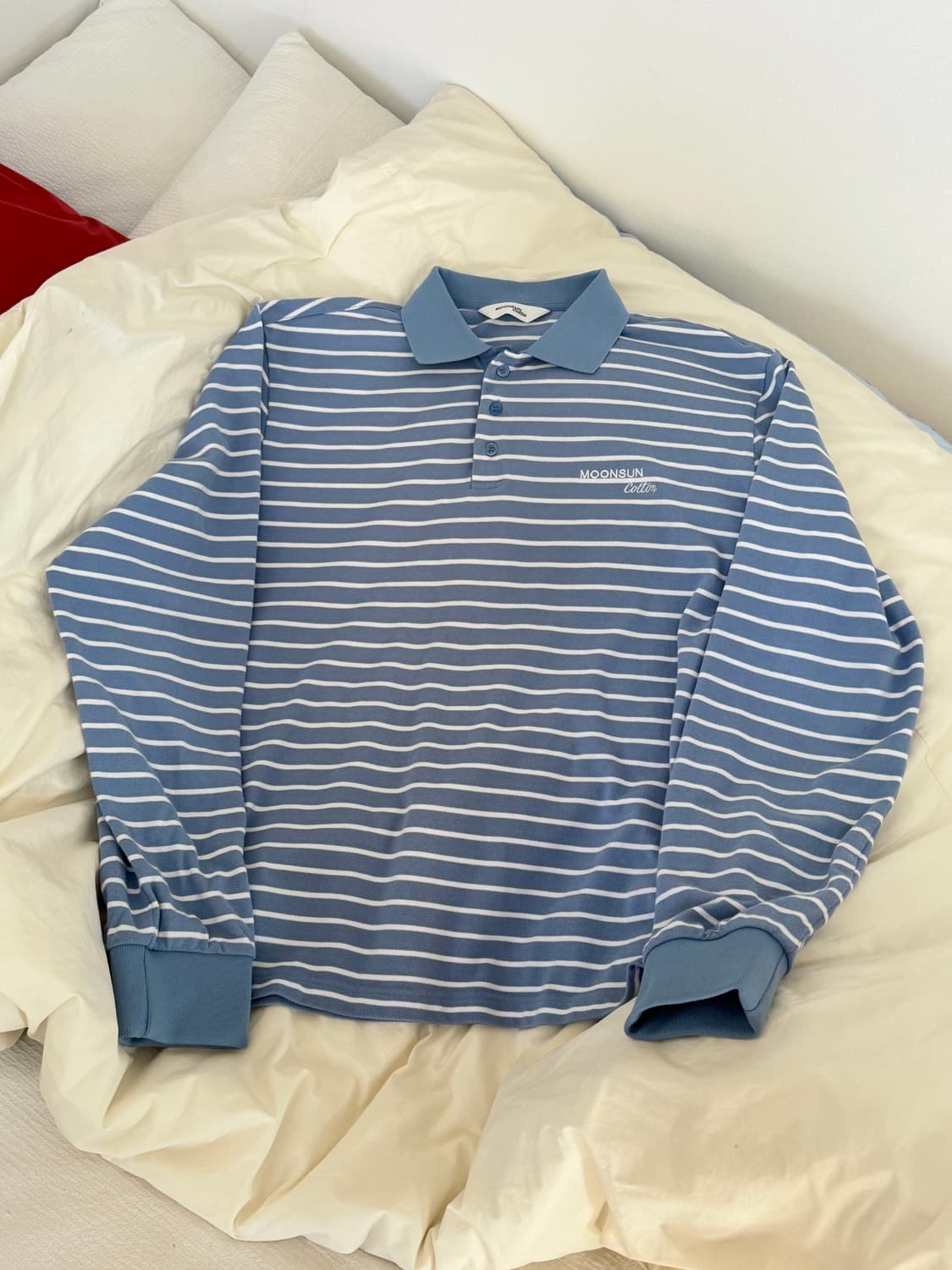 문선 - M.C 스트라이프 PK 셔츠 /UNISEX - M / sky 상품이미지1