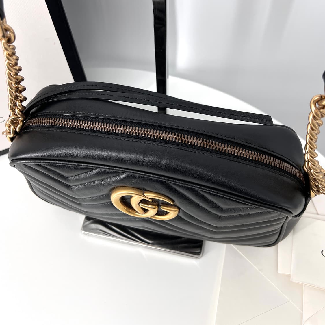 구찌 GG 마몽 마틀라세 크로스백 스몰 블랙 (447632) 상품이미지5