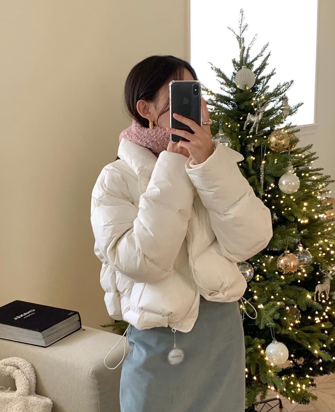 오리털 숏 패딩 아이보리, 블랙 상품이미지1