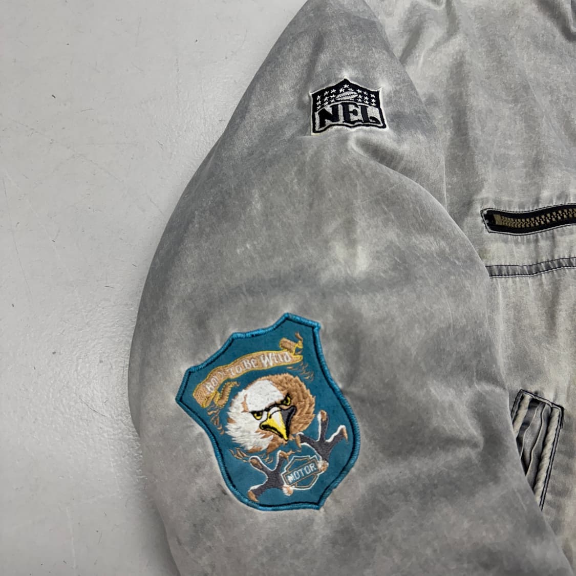 넛맥 90s NFL 오클랜드 레이더스 스톤워싱 항공 자켓 상품이미지5