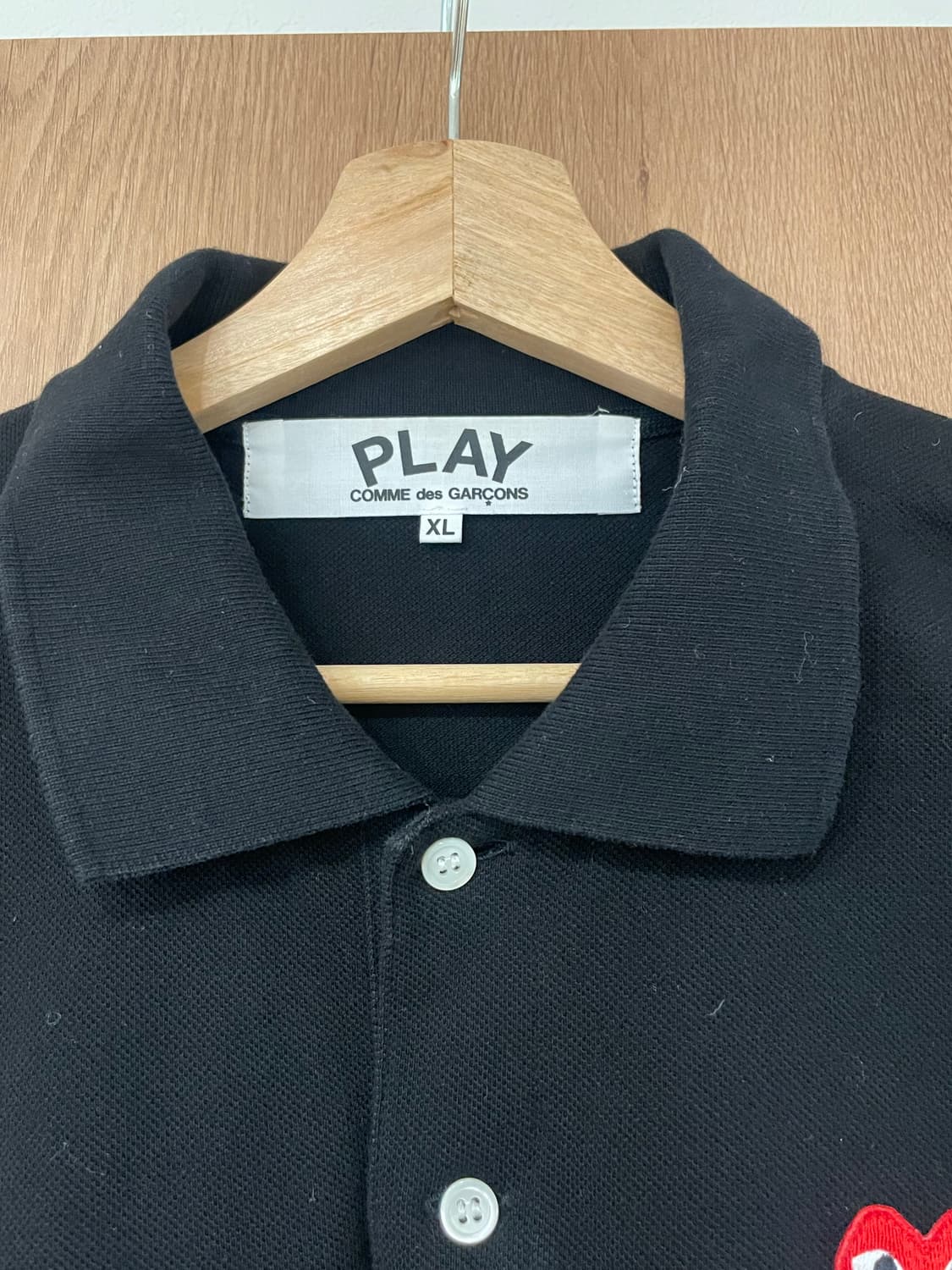 꼼데가르송 PLAY 더블와펜 블랙 카라티 XL 상품이미지3